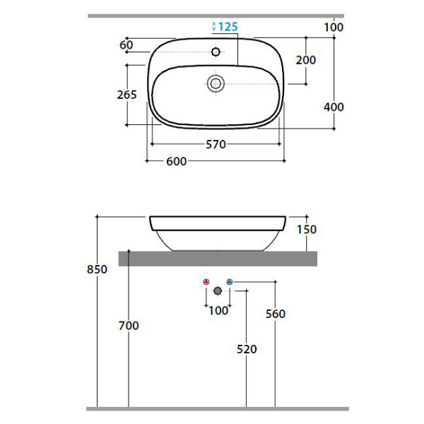 Схема (детальная фотография), накладные (на столешницу)