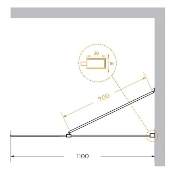 Душевая перегородка Cezares Liberta 110 см стекло бронза, профиль черный LIBERTA-L-1-TB-110-BR-NERO (детальная фотография), современные, hi-tech