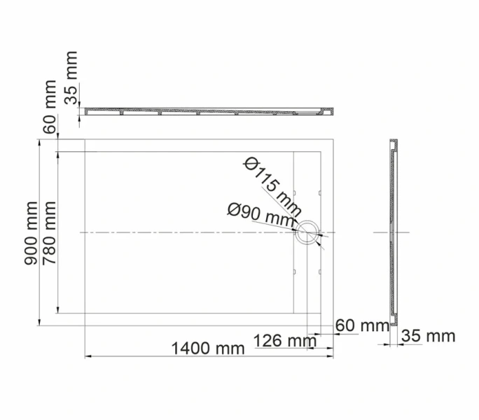 Душевой поддон WasserKRAFT Mindel 140x90 см белый матовый 85T36 (детальная фотография), низкие до 15 см