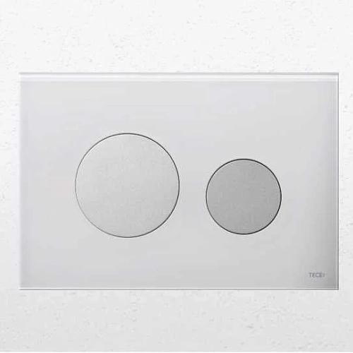 Клавиша смыва Tece TECEloop стекло белое, кнопки матовый хром - фото 1