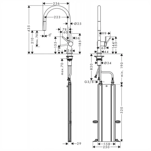Смеситель для кухни Hansgrohe Talis M54 черный матовый 72803670 (детальная фотография), для кухни
