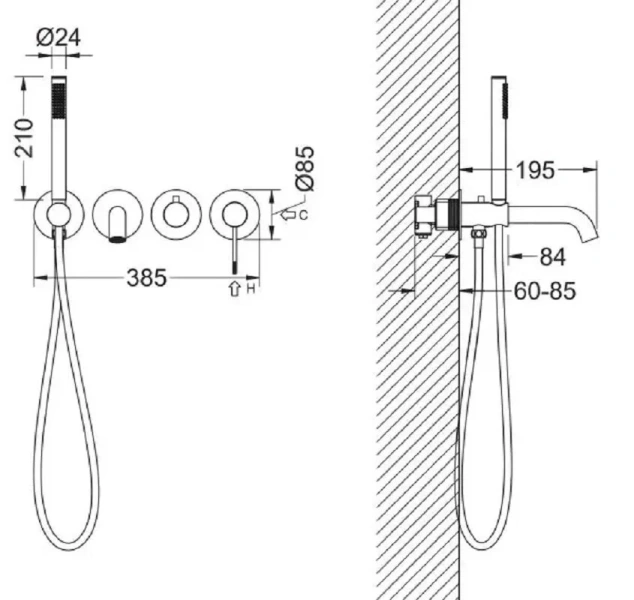Смеситель для ванны Timo Saona никель 2314/13YSM (детальная фотография), для ванны
