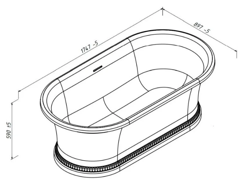 Ванна из искусственного камня Belux Сиртаки ВСР-1750, 4810924268129, 175 x 90 см, белый (детальная фотография), современныe, hi-tech
