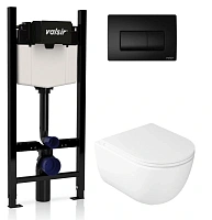 Унитаз с инсталляцией Valsir Dream с черной матовой клавишей