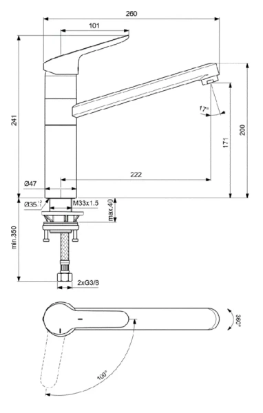 Смеситель для кухни Ideal Standard Ceraflex однорычажный, хром BC135AA (детальная фотография), для кухни