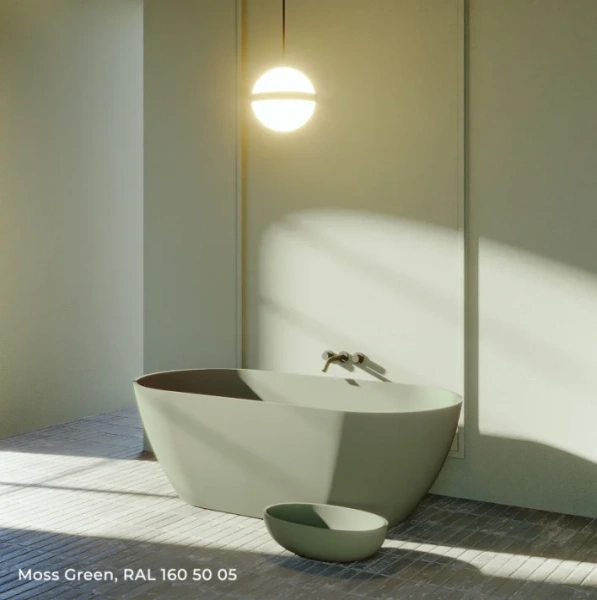 Ванна из искусственного камня Riho Bilbao, B118001Z22, 170 x 80 см, цвет зелёный мох (детальная фотография), современныe, hi-tech