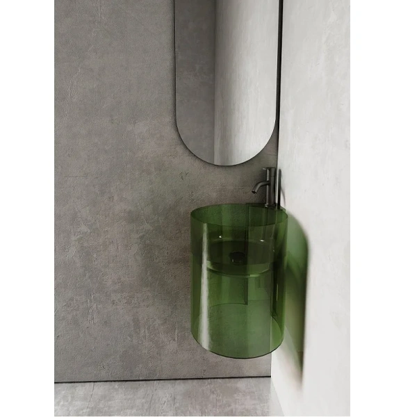 Раковина Abber Kristall 42 см зеленая AT2705Emerald (детальная фотография), круглой формы