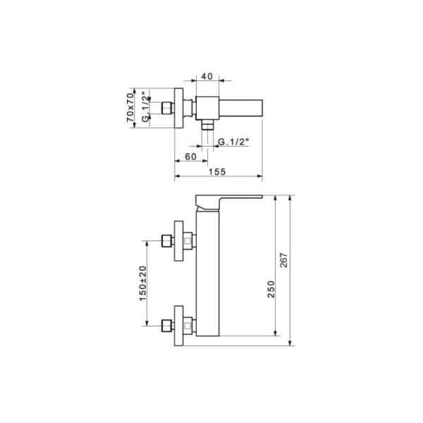Смеситель для душа Migliore Kvant ручка сбоку 18773 (детальная фотография), для душа