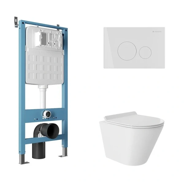 Унитаз с инсталляцией Aqueduto MACIO Plus клавиша черная матовая AQDS191T (детальная фотография)