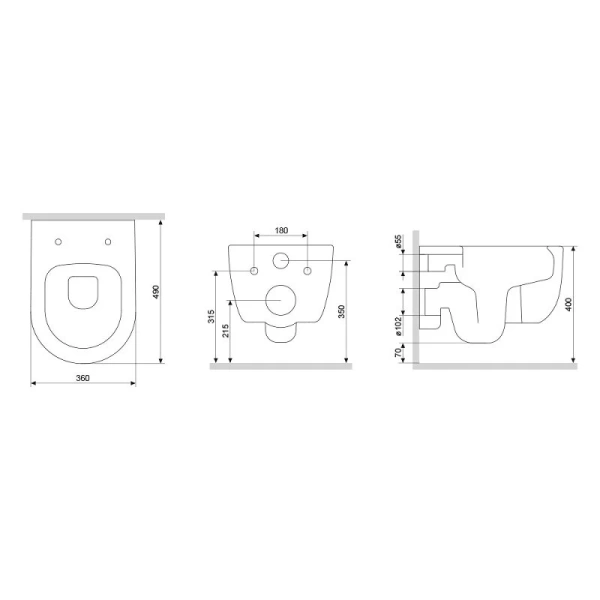 Унитаз подвесной Damixa Sirius черный матовый DX86C1700MBSC (детальная фотография), подвесные, встраиваемые
