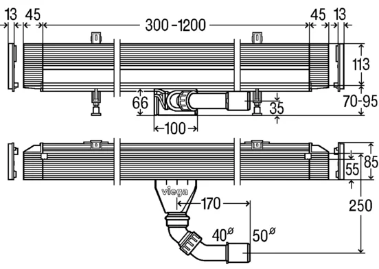 Лоток для душа viega Advantix Vario 4968.10 736736 (детальная фотография), стандартные