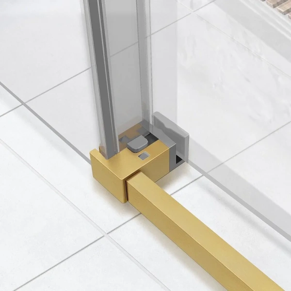 Душевая дверь в нишу Vincea Slim Soft 120 см профиль брашированное золото, стекло прозрачное VDS-1SS120CLG (детальная фотография), 120 см