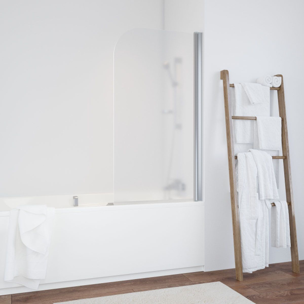 Душевая шторка на ванную профиль глянцевый хром стекло сатин Vegas-glass EV 76 08 10 R (детальная фотография)