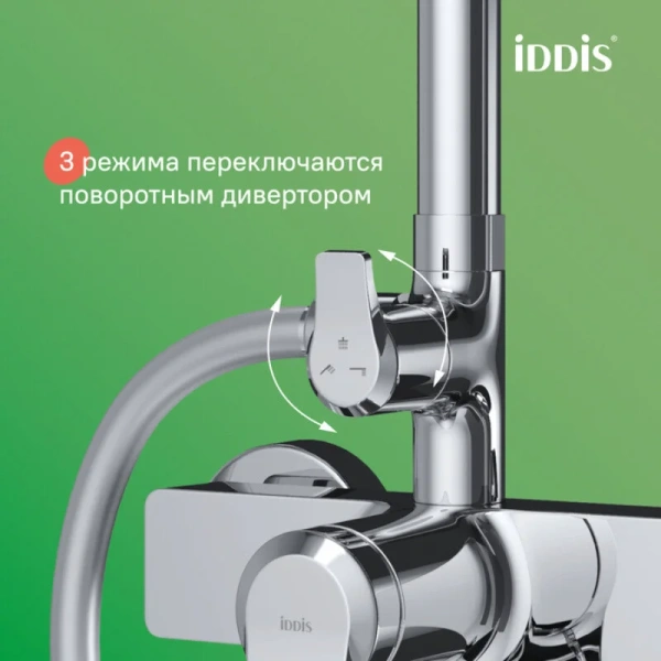 Душевая стойка IDDIS Parker с тропическим душем хром PARSB3Fi06 (детальная фотография), в наличии