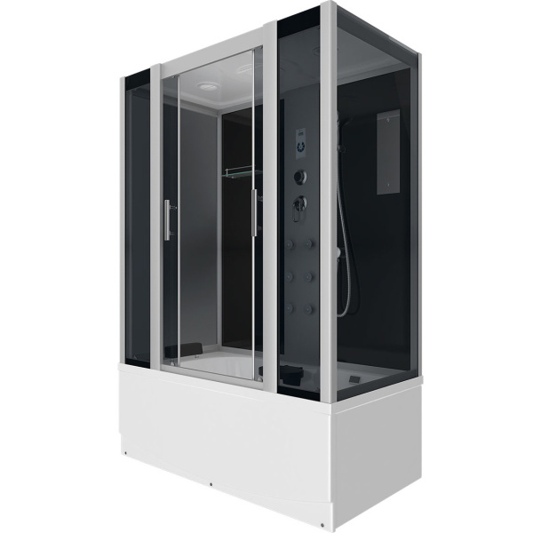 Душевой бокс, задние стенки чёрные, стекло тонированное, Erlit Comfort ER 4517TP-C4 ER4517TP-C4 (детальная фотография), с раздвижными дверьми