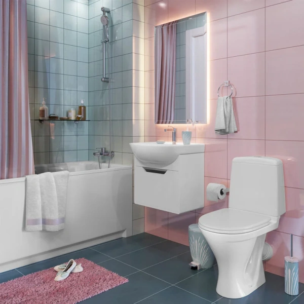Унитаз компакт Sanita Аттика белый WC.CC/Attica/1-P/WHT.G/S1 (детальная фотография), недорогие, с антивсплеском, компакт, низкие