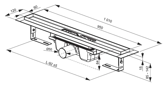 Душевой канал 95 см Ravak Chrome X01428 (детальная фотография), в наличии index_3