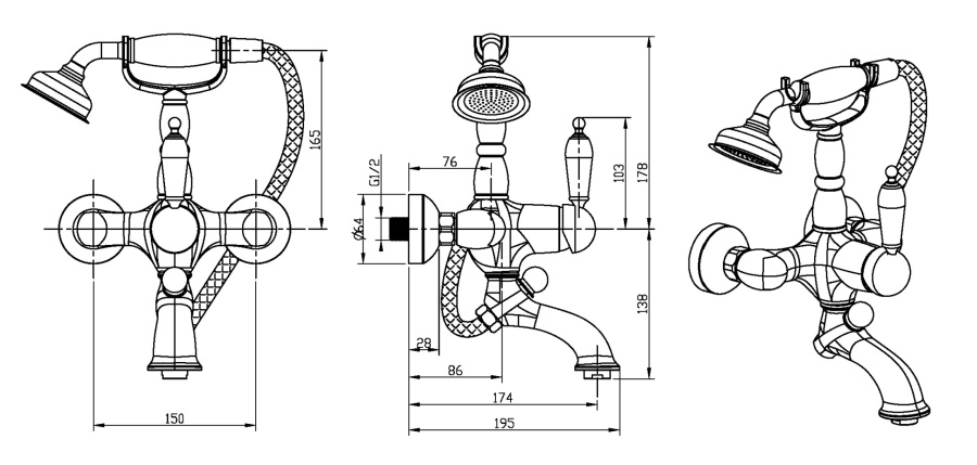 Схема (детальная фотография), для ванны