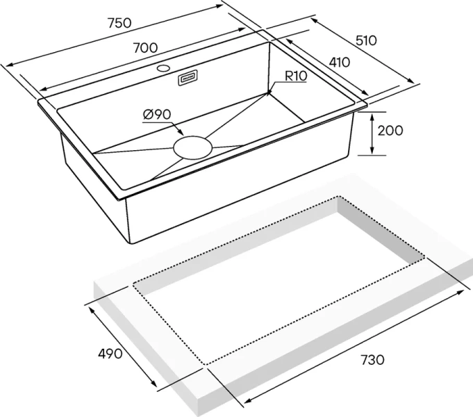 Мойка для кухни Paulmark Saar 75 см брашированное золото PM807551-BG (детальная фотография), другие
