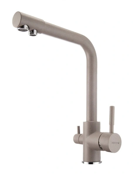 Смеситель для кухни Акватон Руан серый шелк 1AX004FCXX250 (детальная фотография), современные, hi-tech