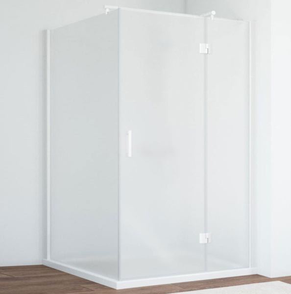 Душевой уголок профиль белый стекло сатин Vegas-glass AFP-Fis NOVO 110*120 01 10 R (детальная фотография)