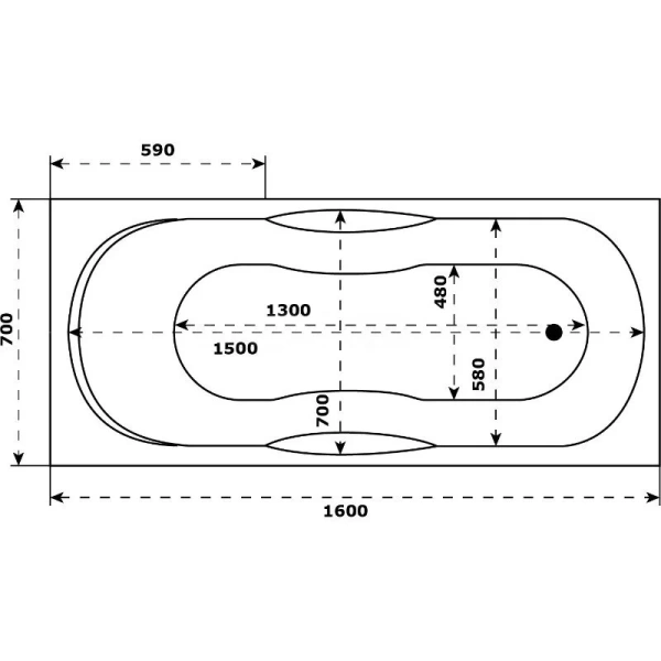 Ванна акриловая Diwo Ярославль 160 x 70 см, с каркасом, цвет белый, 333192/333202 (детальная фотография), акриловые