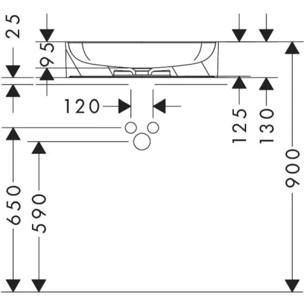 Раковина Hansgrohe Xuniva Q 55 см белая 60168450 (детальная фотография), накладные (на столешницу), пристенные