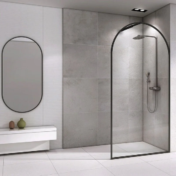 Душевая перегородка Abber Immer Offen 120 см стекло прозрачное AG64120B (детальная фотография), черные