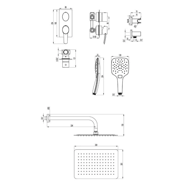 Душевой комплект Lemark Atlantiss хром LM3249C (детальная фотография), душевые комплекты, наборы