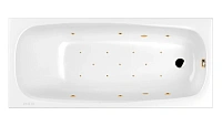 Ванна гидромассажная Whitecross Layla Relax, 180 х 80 см, увеличенная толщина акрила, усиленная армировка, белый/золото, 0102.180080.100.RELAX.GL