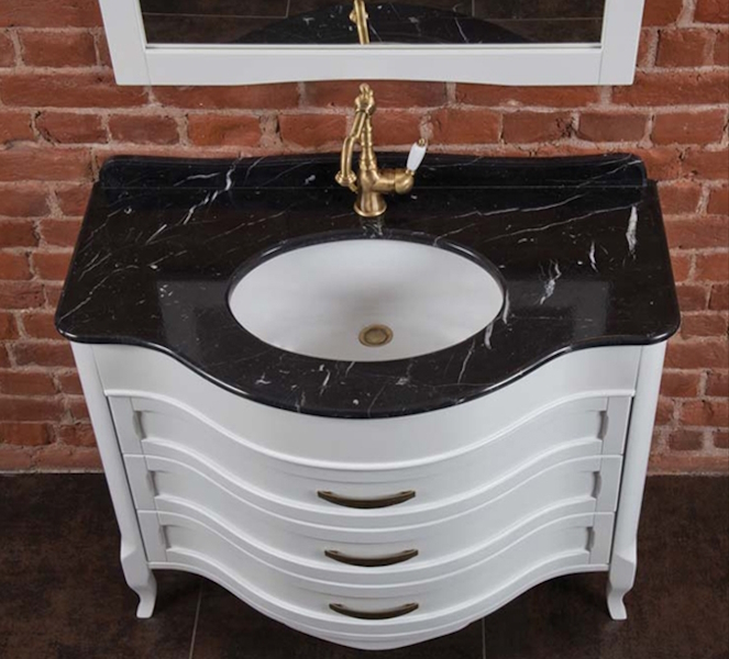 Столешница, 1 отверстие под смеситель, цвет nero marquina, La Beaute Joanna M102NE1 (детальная фотография), по запросу