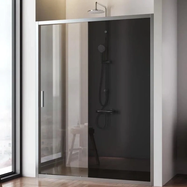 Душевая дверь в нишу AM.PM Gem Solo 150 см профиль хром стекло тонированное W90G-150-1-195MG (детальная фотография), нет в наличии