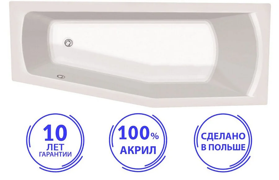 Ванна акриловая C-Bath Nika 170х70 см, белый, левая/правая CBA00402L (детальная фотография), современныe, hi-tech