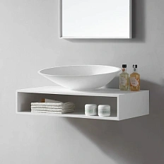 Тумба под раковину подвесная Abber Stein 80 см белая матовая