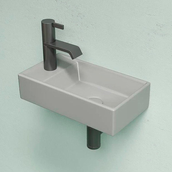 Раковина Ceramica Nova Element 40 см чаша справа антрацит матовый CN6051RMH (детальная фотография), подвесные, пристенные