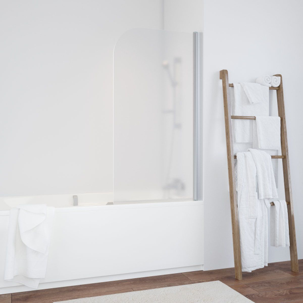 Душевая шторка на ванную профиль матовый хром стекло сатин Vegas-glass EV 76 07 10 R (детальная фотография), недорогие