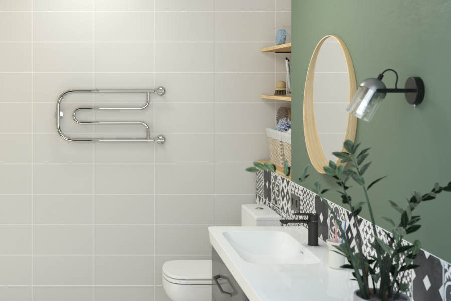 Полотенцесушитель водяной Стилье Дуэт 00010-3265 (детальная фотография), хром