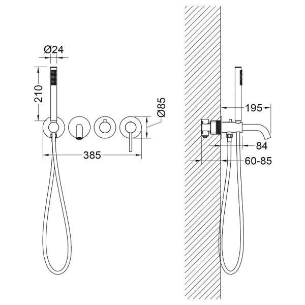 Смеситель для ванны Timo Saona розовое золото 2314/19YSM (детальная фотография), для ванны
