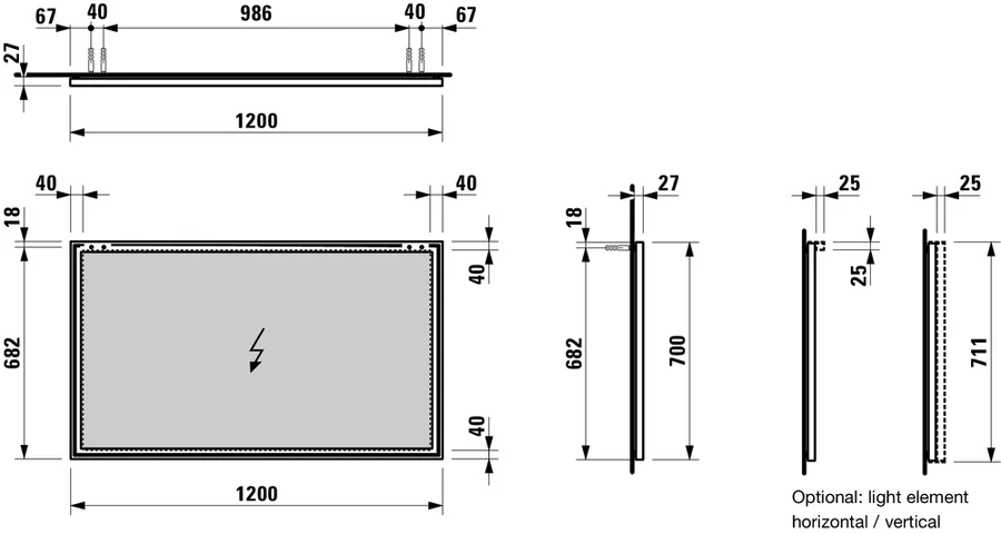 Подсветка для зеркала Laufen Frame 25 матовый хром 4.4753.1.900.007.1 (детальная фотография) index_1