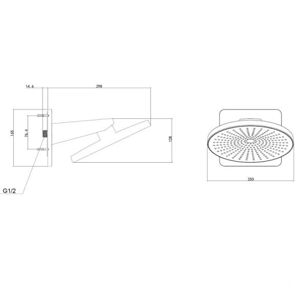 Верхний душ Vincea Inspire черный VSHD-3I5CMB (детальная фотография), верхние души