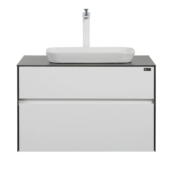 Тумба с раковиной подвесная Black&White Universe 80 см белая 907U800-1 (детальная фотография)