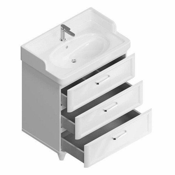Тумба под раковину напольная Kerama Marazzi Pompei 80 см белая PO.M.80.3\WHT (детальная фотография), моноблок