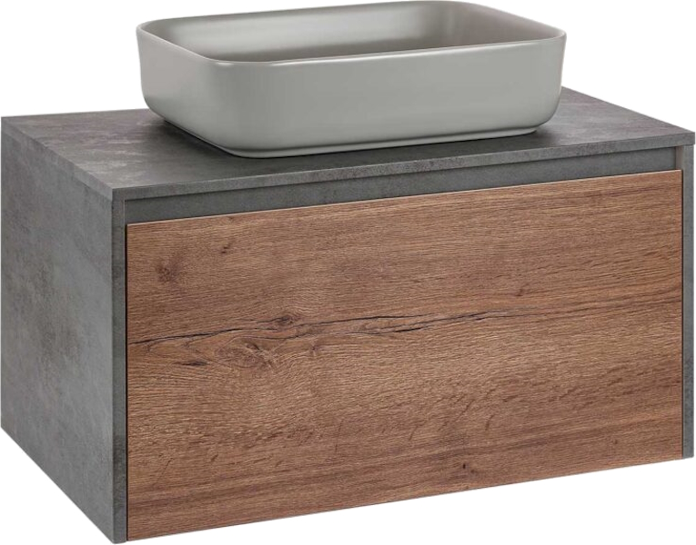 Тумба под раковину подвесная Vincea Mesa 80 см T.Oak/Beton VMC-2MS800TB (детальная фотография), подвесная, пристенная
