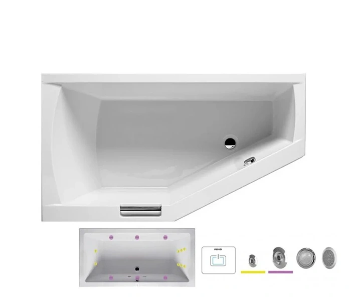 Ванна гидромассажная Riho Geta 170 x 90 см, FLOW, левая/правая BA8900500000000_FLOW (детальная фотография), с гидромассажем