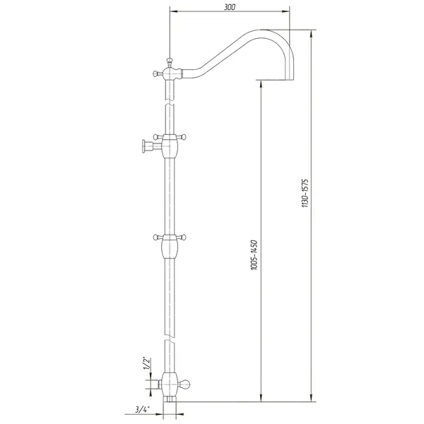 Схема (детальная фотография), штанги для душа