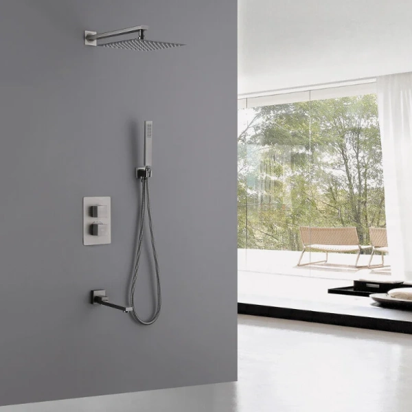 Душевой комплект Abber Daheim никель AF8250NG (детальная фотография), душевые комплекты, наборы