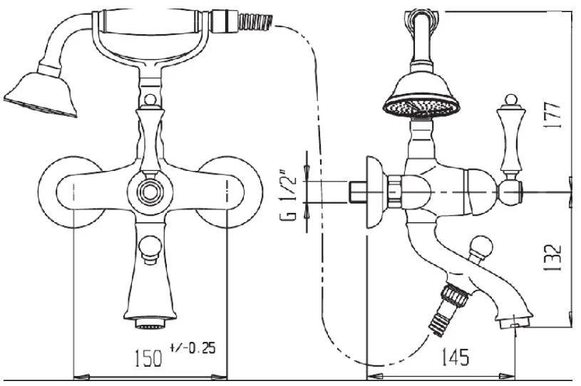 Смеситель для ванны Cezares Margot бронза ручка белая MARGOT-VDM-02-Bi (детальная фотография), классические, ретро