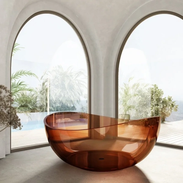 Ванна из полиэфирной смолы Abber Kristall 150x150 см коричневая AT9705Opal (детальная фотография), круглые