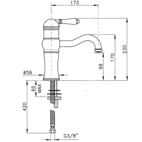 Схема (детальная фотография), для раковины