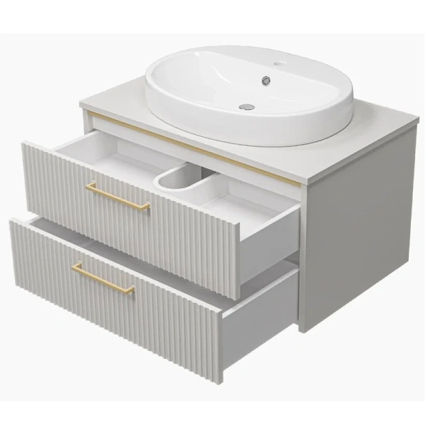 Тумба под раковину подвесная Brevita Elche 80 см серый кашемир/золото ELC-01080-0502Я (детальная фотография), подвесная, пристенная